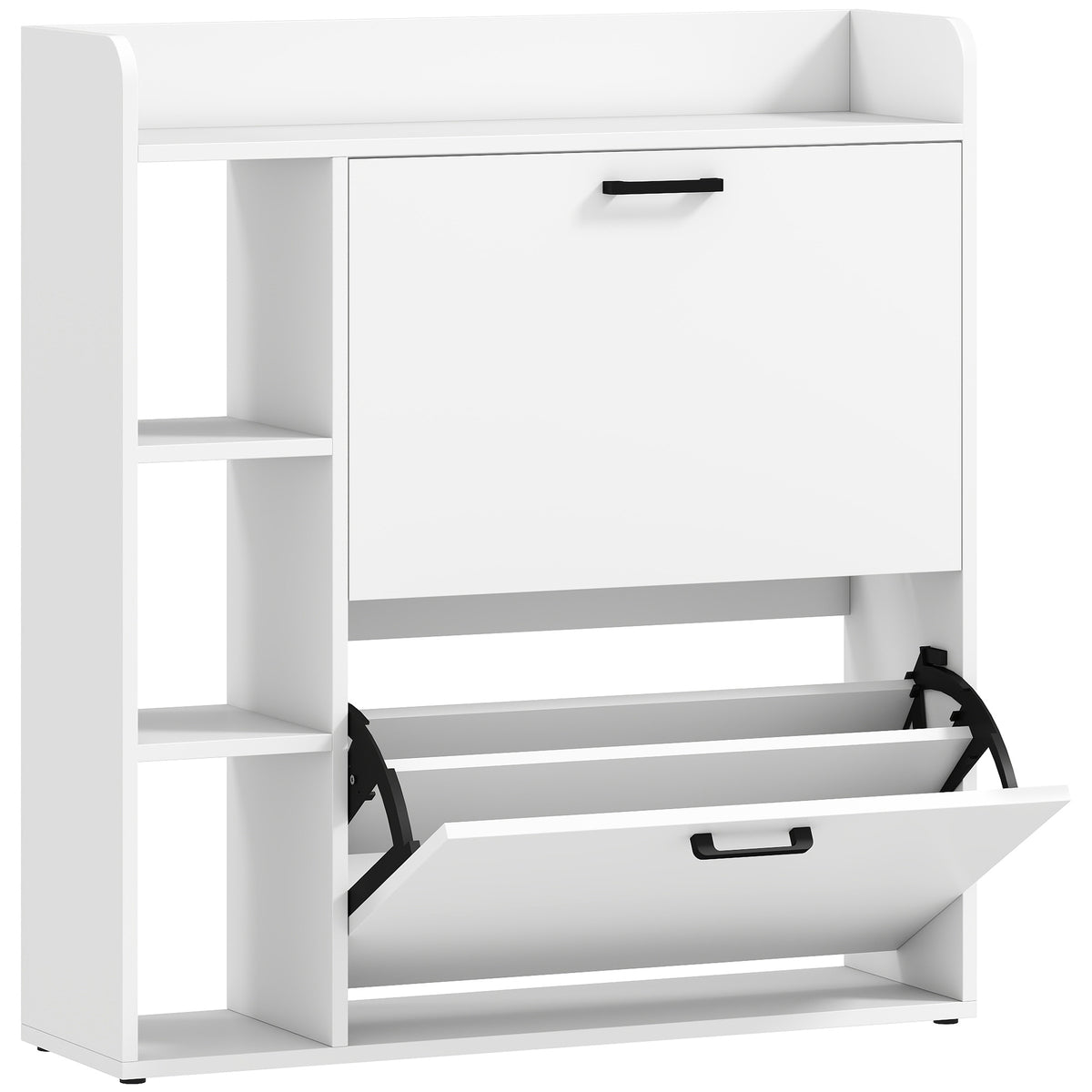 Meuble à chaussures 15 paires, armoire à chaussures moderne avec 2 tiroirs rabattables, 83x24x90,5cm, blanc-0