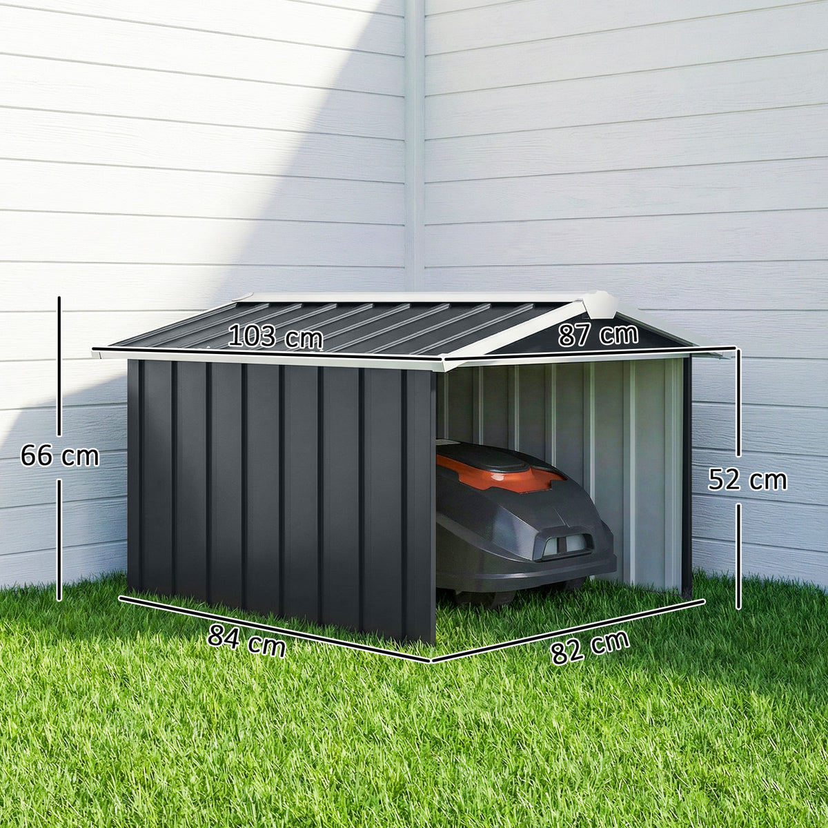 Abri de jardin pour tondeuse à gazon robot-tondeuse - garage tondeuse robot - tôle acier gris-2