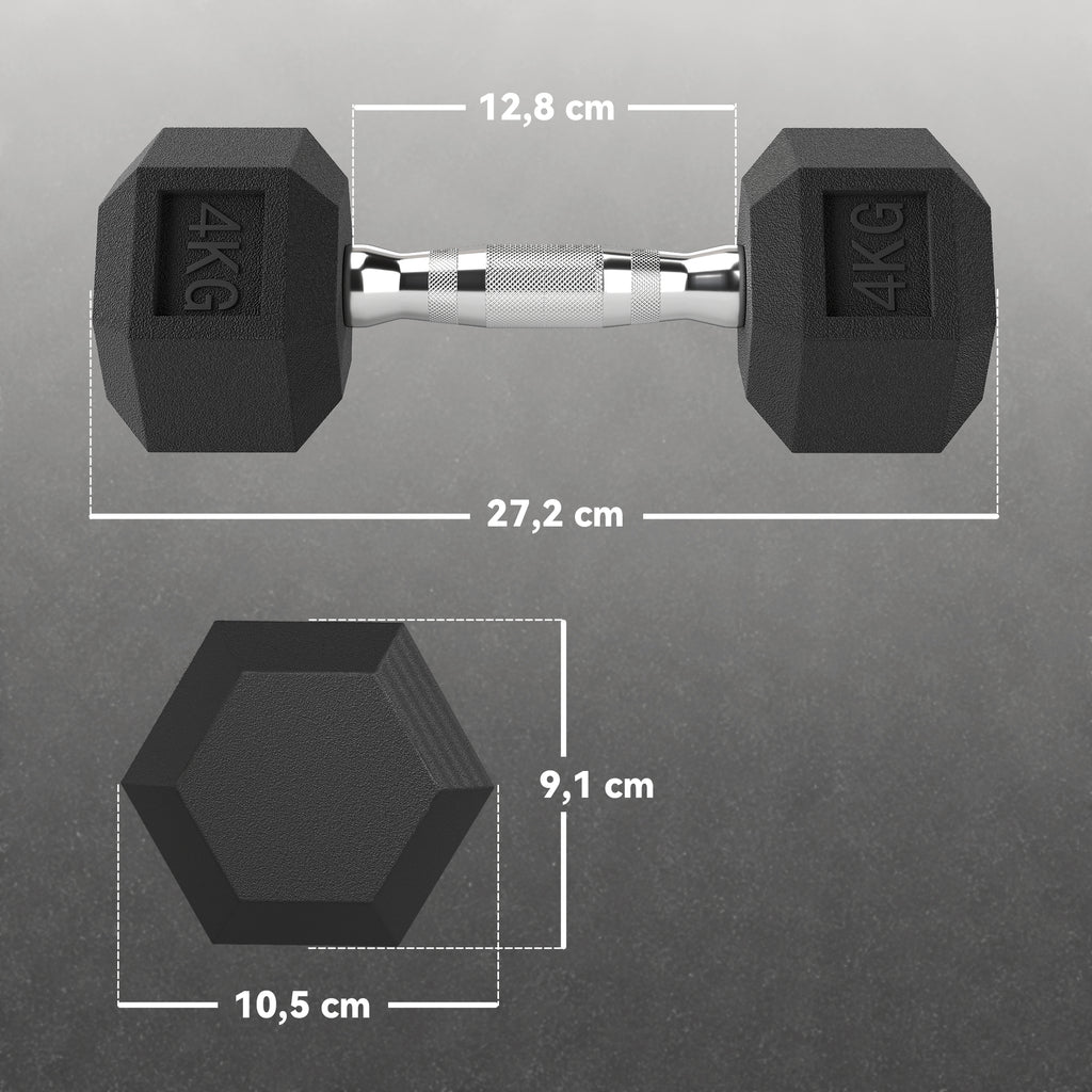 Ensemble d'haltères courtes, lot de 2 haltères hexagonaux recouverts de caoutchouc, acier noir-2
