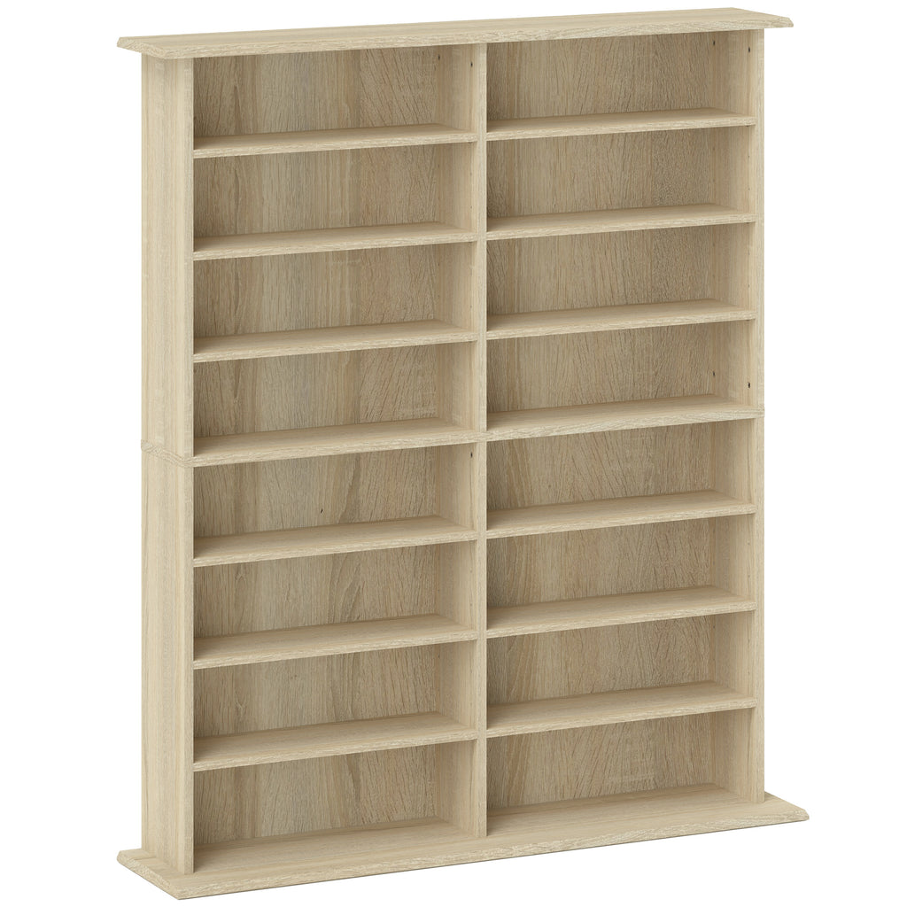 Rangements pour CD et DVD avec 16 compartiments et 12 étagères réglables capacité max. 720 CD/396 DVD et Blu-ray naturel-0