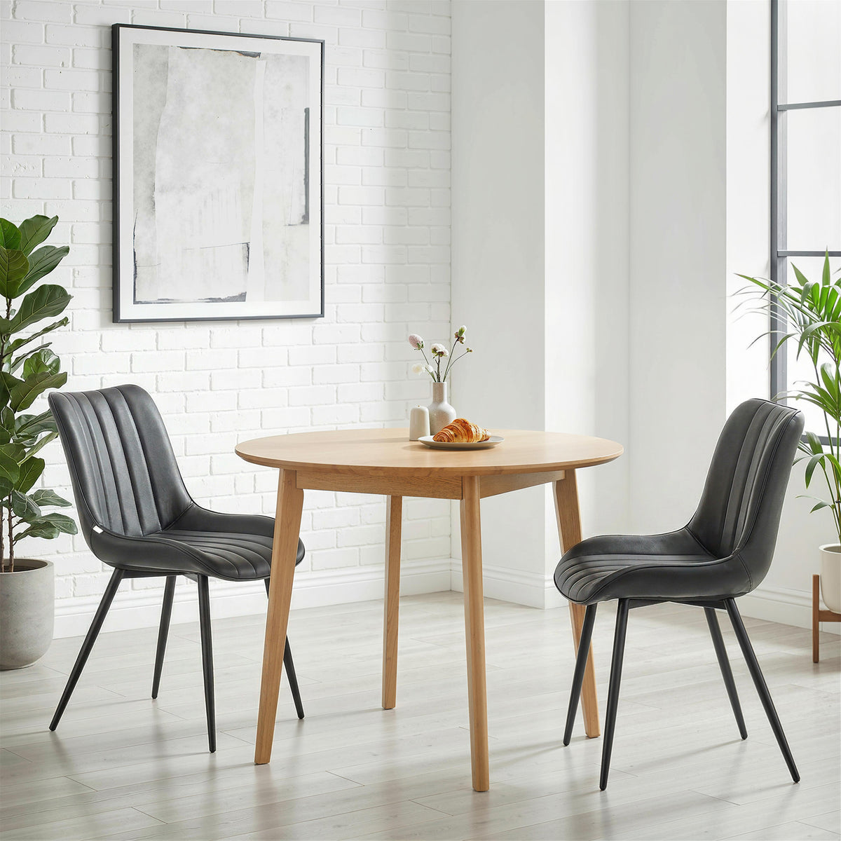 Lot de 2 chaises de salle à manger design moderne et capitonné pour salon, salle à manger, chambre à coucher, noir-1