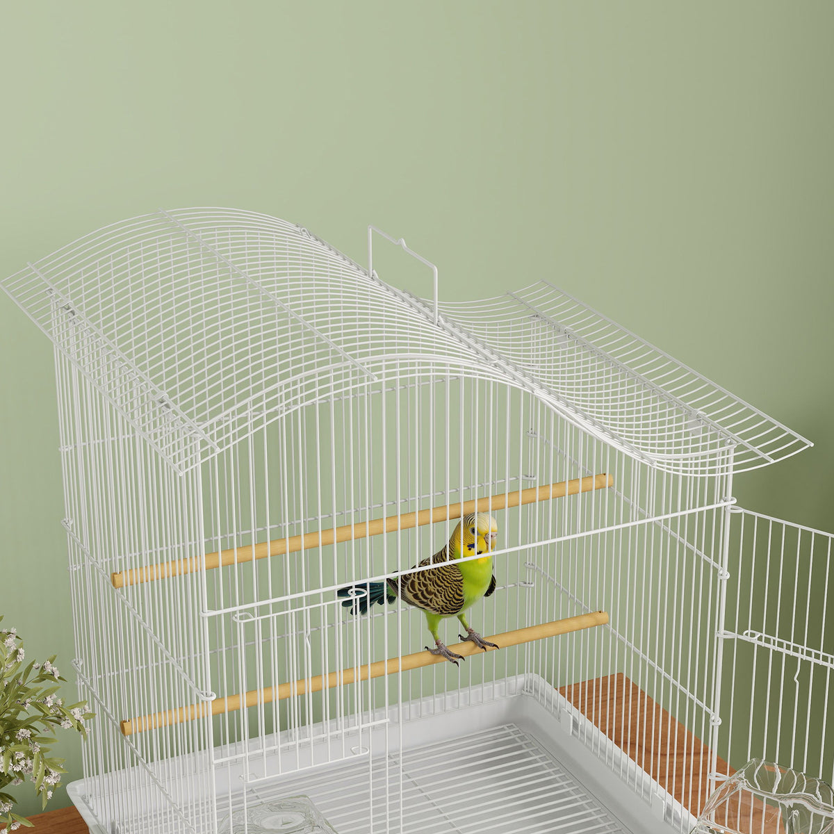 Cage à oiseau volière avec 4 portes, 2 perchoirs, plateau coulissant, pour inséparables perruches 4,7,5x36x54,5cm, blanc-8
