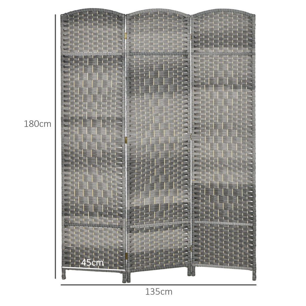 Paravent intérieur en bois 3 panneaux séparateur de pièce pliable pour salon chambre 135 x 180 cm gris-2
