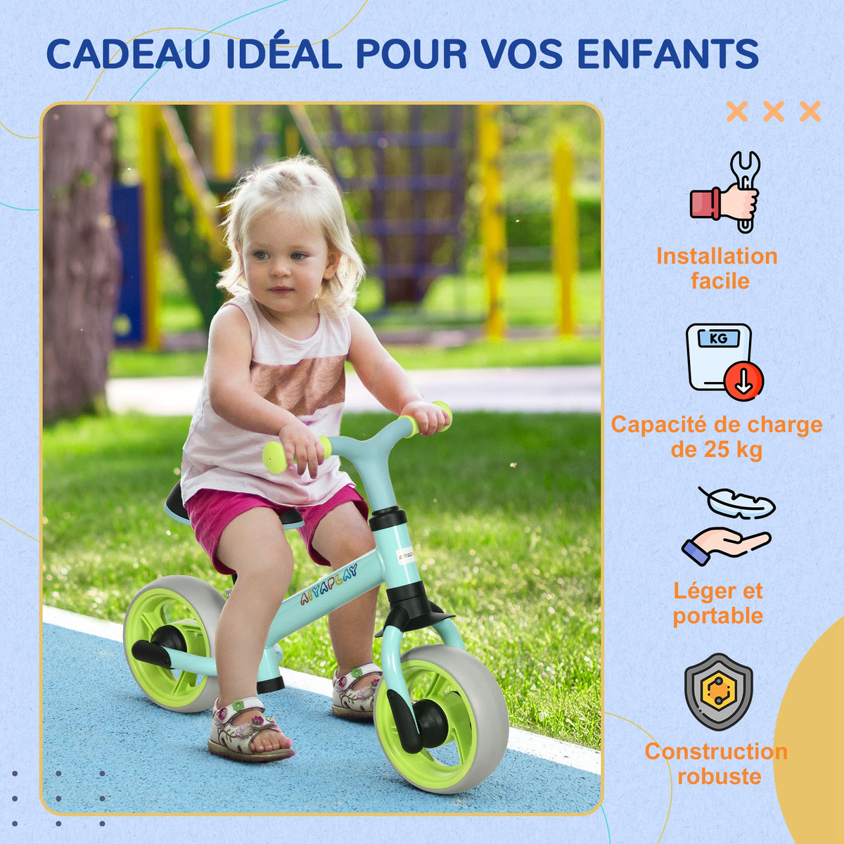 Vélo d'équilibre pour bébé siège réglable roues EVA jouet enfant pour bébé 18-48 mois pour garçons et filles vert-5