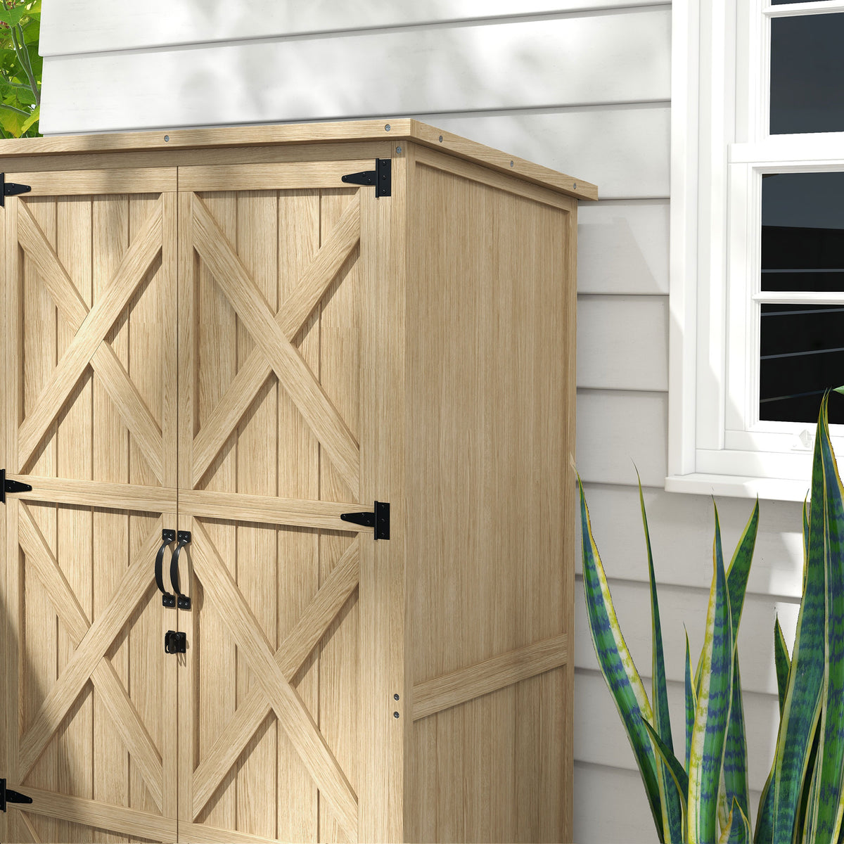 Armoire de jardin abri remise pour outils 90L x 54.5P x 161/168,5H cm 2 étagères toit bitumé étanche bois pin autoclave-7