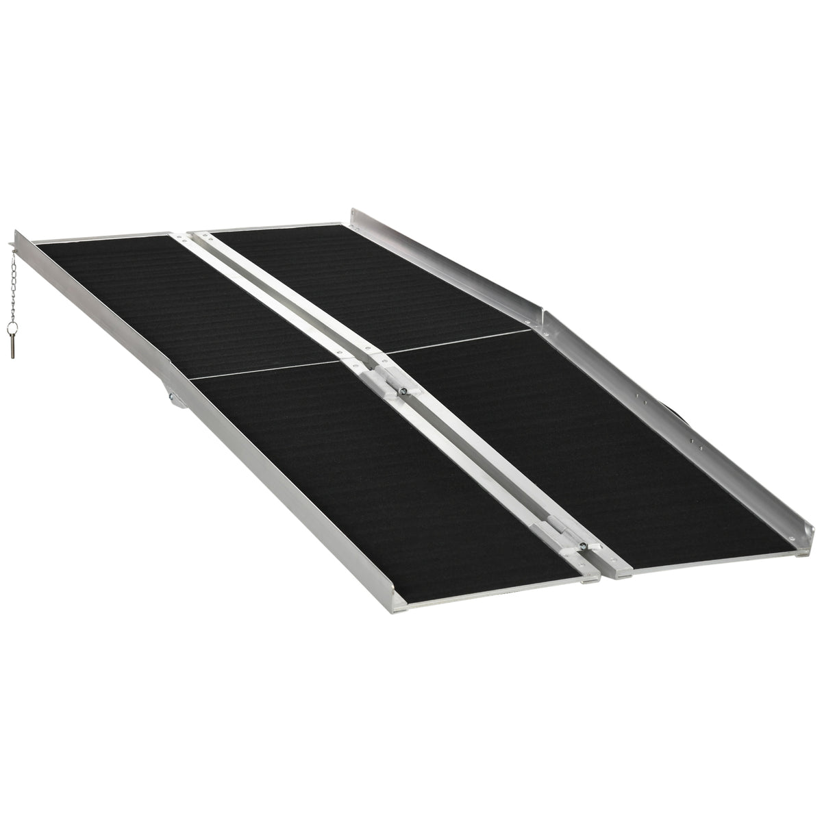 Rampe de fauteuil roulant pliable, rampe de chargement sablage 183x73,5 cm en alliage d'aluminium, antidérapante, bordures de sécurité, charge max. 270 kg, noir-0