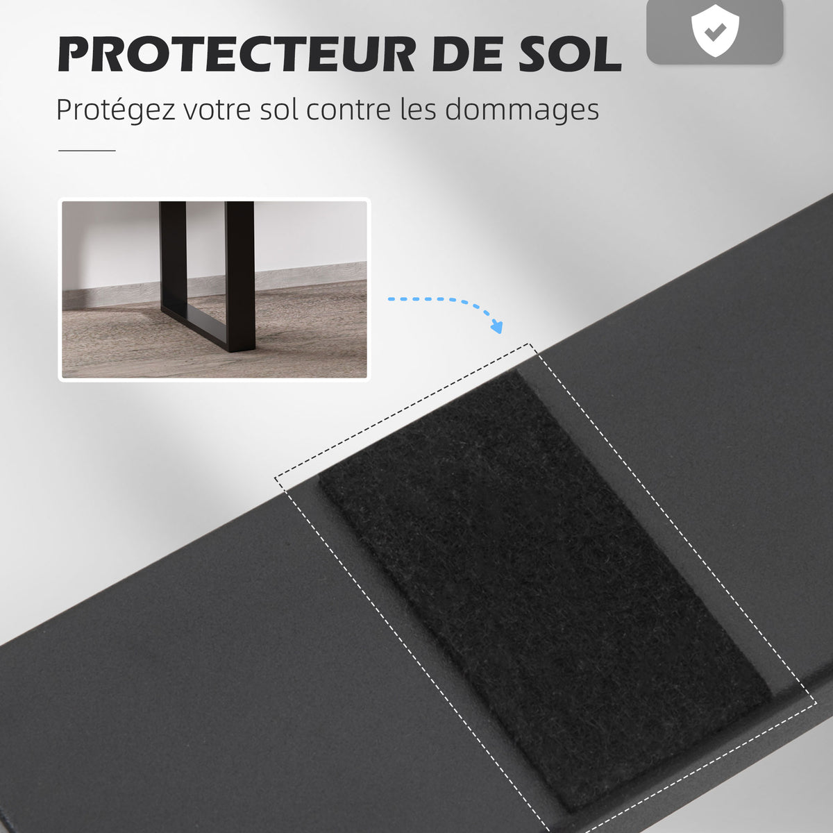 Lot de 2 pieds rectangulaires en acier noir pour table - hauteur 72 cm - design contemporain-4