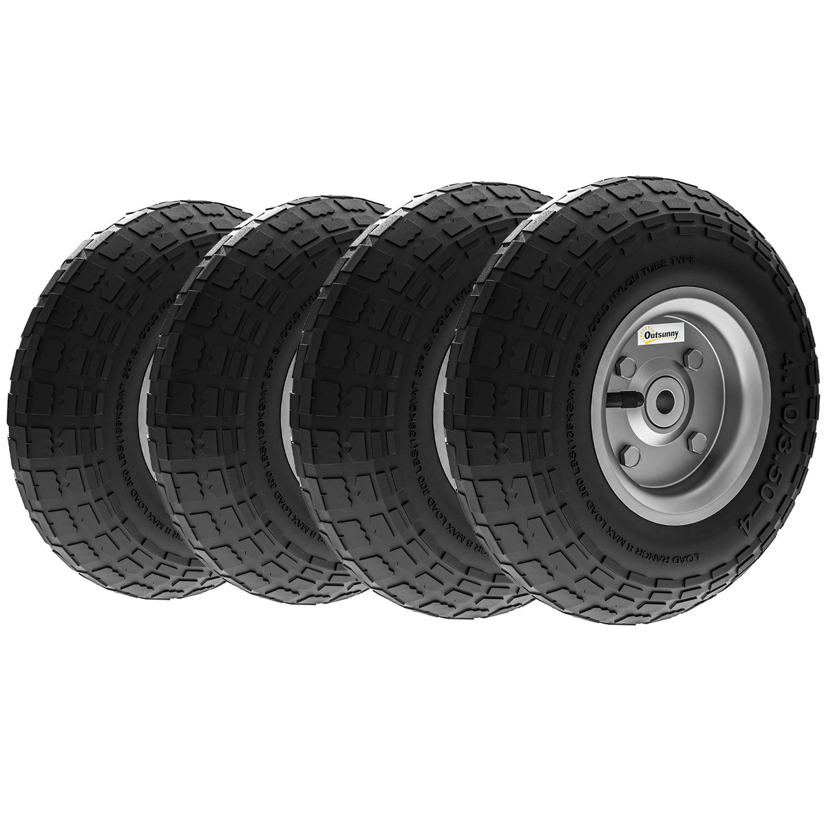 Lot de 4 Pneus Pneumatiques de Remplacement Alésage de 16mm pour Chariot de Jardin, Brouette et diable-0