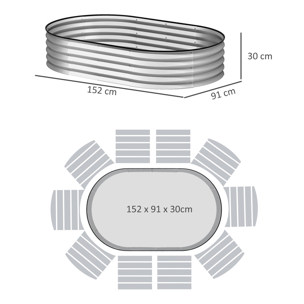 Lot de 2 jardinières surélevées galvanisées en acier kit de lits de jardin bordure caoutchouc 152 x 91 x 30 cm argent-2