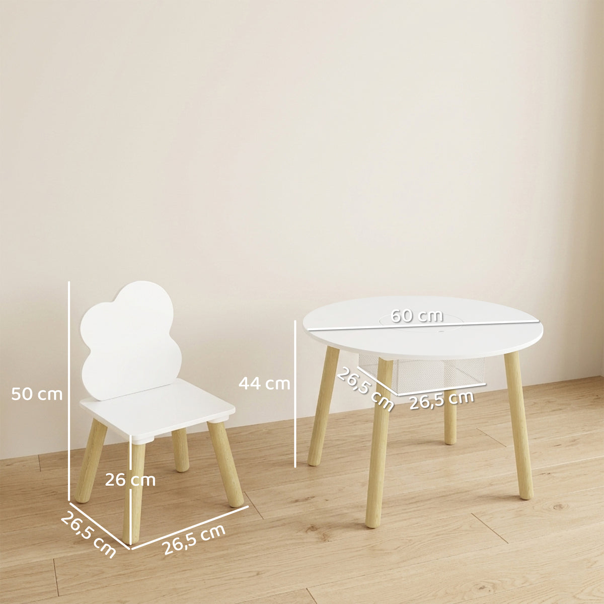Table enfant avec chaise, ensemble table et 2 chaises en bois avec sac de rangement pour dessiner, jouer, étudier, blanc-2
