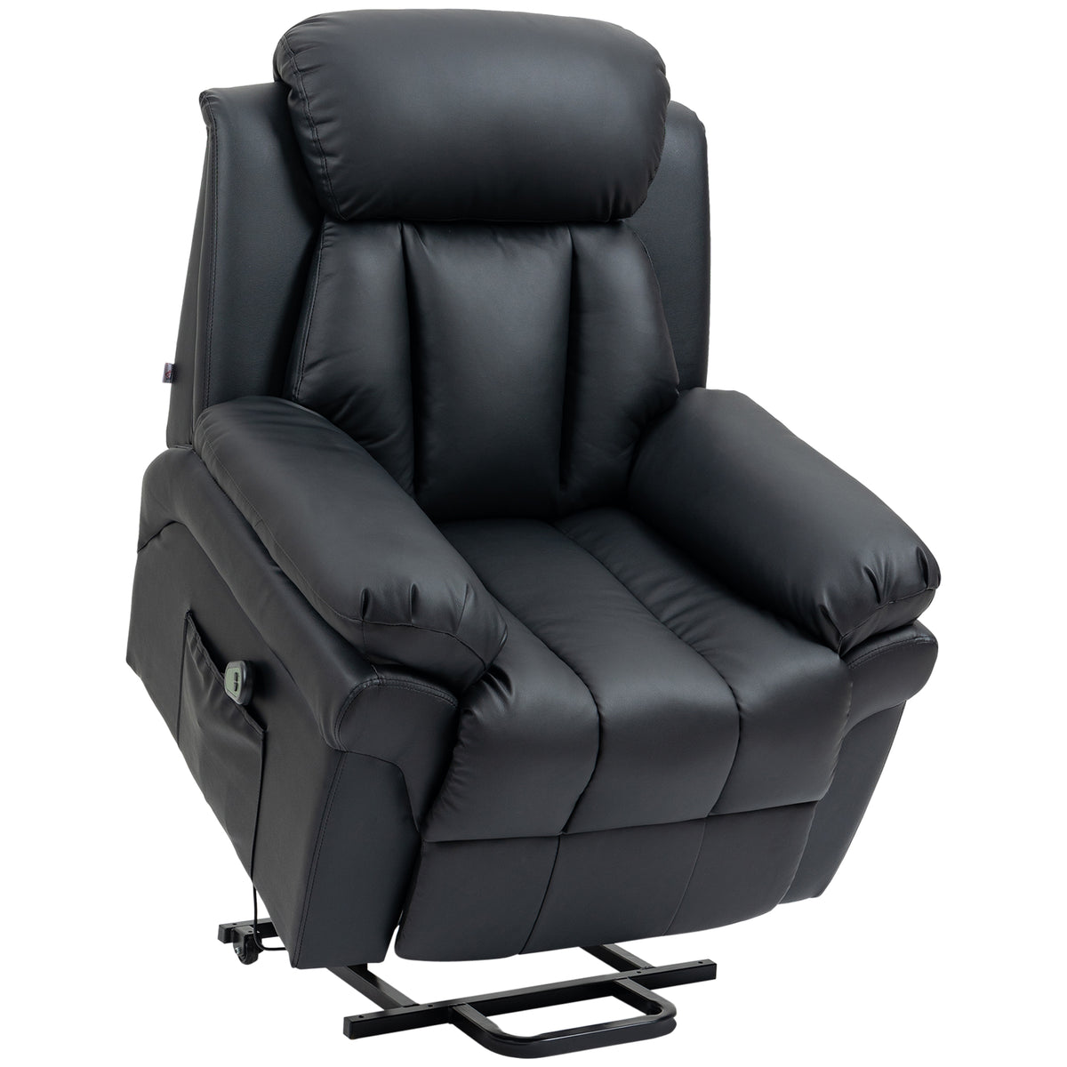 Fauteuil de Relaxation électrique Fauteuil releveur inclinable avec Repose-Pied Ajustable revêtement synthétique Noir-0