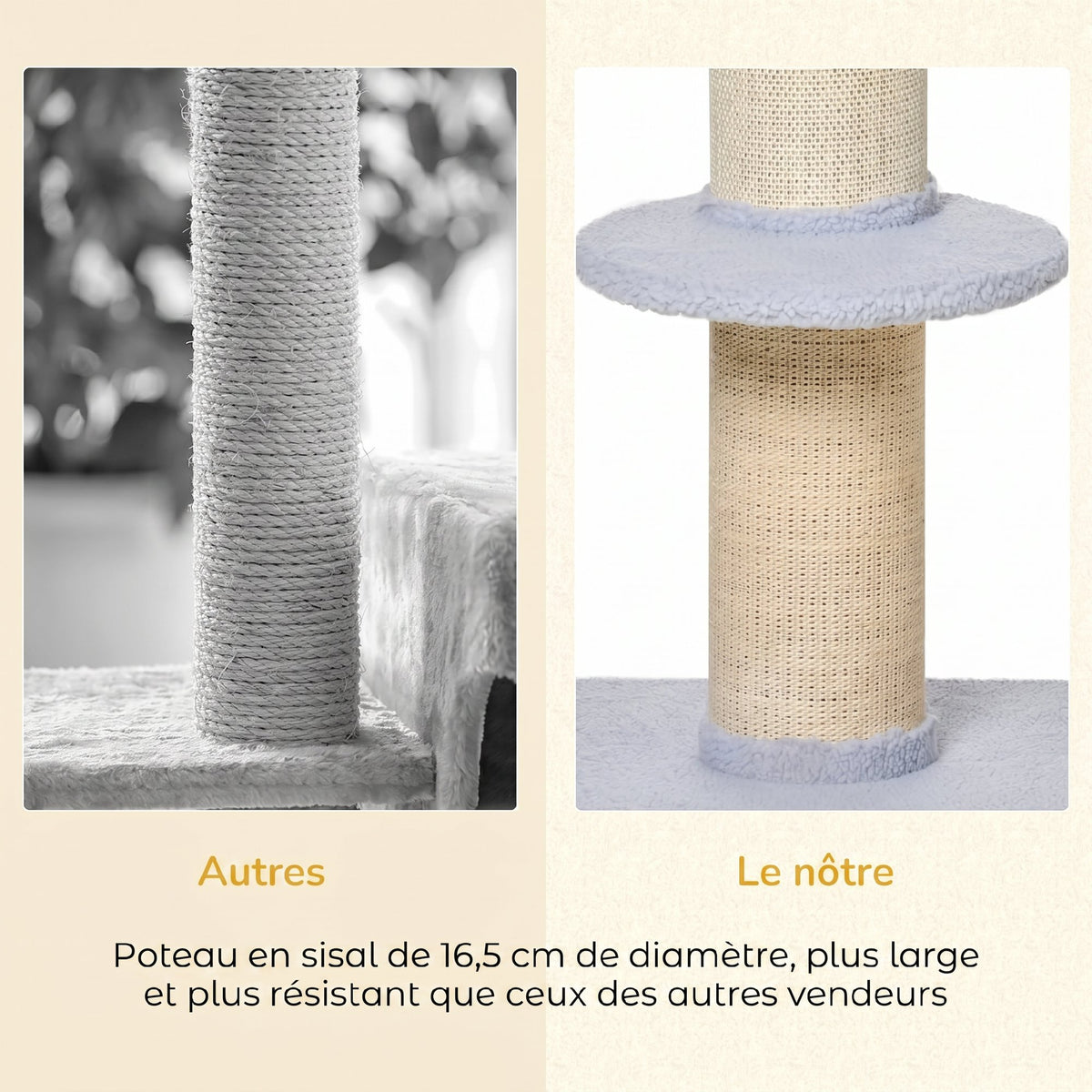 Arbre à chat avec griffoir centre d'activités 2 plateformes coussin bleu clair-5