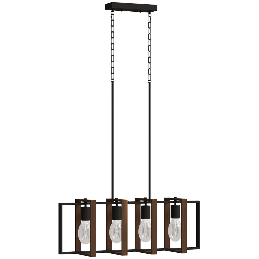 Suspension luminaire moderne, lustre plafonnier avec 4 cadres rotatifs et hauteur réglable, 80 x 21 x 90-130 cm, noyer-0