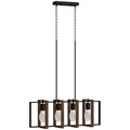 Suspension luminaire moderne, lustre plafonnier avec 4 cadres rotatifs et hauteur réglable, 80 x 21 x 90-130 cm, noyer-0