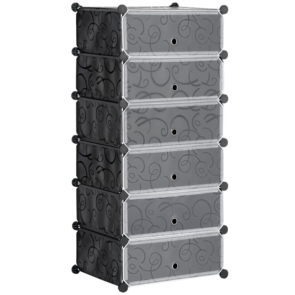 Meuble de rangement à chaussures modulable 6 cubes rectangulaires empilables - noir-0