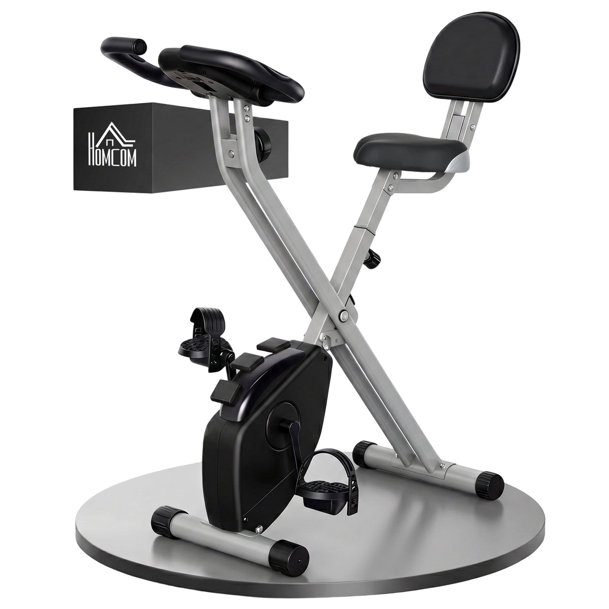 Vélo d'Appartement Pliable Magnétique Cardio-training - Sport Maison avec 8 Niveaux de Résistance et Roulettes - Silencieux Home Trainer avec Capteur de Pouls pour Fitness Homme et Femme, Noir-0