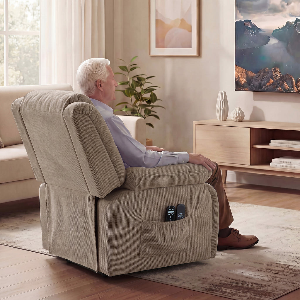 Fauteuil Releveur Électrique, Massage et Chauffage, Repose-Pieds, Dossier Inclinable, Télécommande, 93x104x100cm, Marron-7