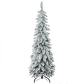 Arbre de Noël artificiel avec support en acier 253 branches enneigées socle pliable hauteur 135 cm vert-0