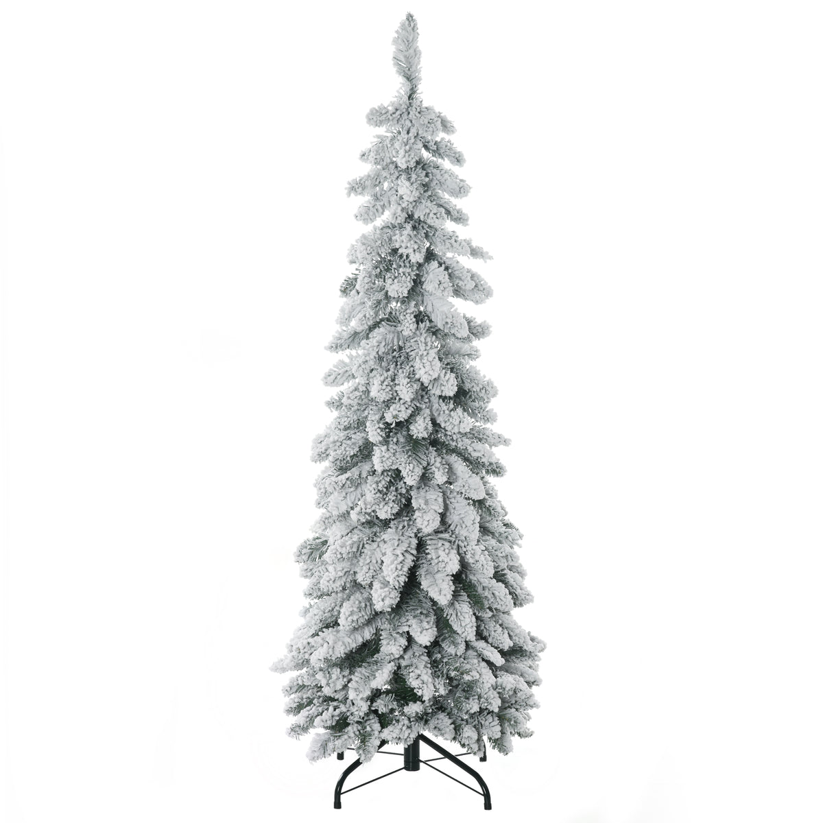 Arbre de Noël artificiel avec support en acier 253 branches enneigées socle pliable hauteur 135 cm vert-0
