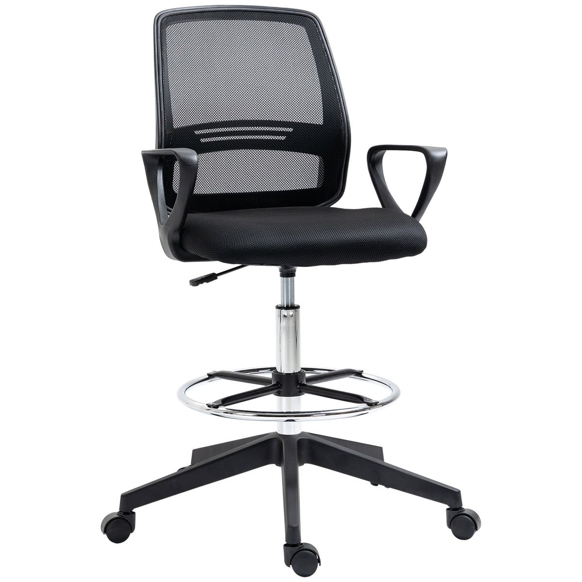 Fauteuil de bureau chaise de bureau assise haute réglable tabouret de bureau pivotant 360° maille respirante-0