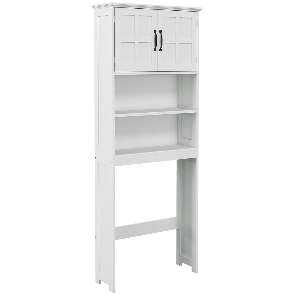 Meuble WC dessus de toilette armoire de rangement de salle de bain avec niches placard à double porte étagère réglable-0