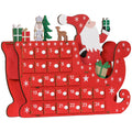 Calendrier de l'Avent à remplir en bois, décoration de Noël avec 24 tiroirs, Père Noël et traîneau, 22,5x8x36cm, rouge-0