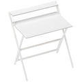 Bureau pliable 75,5 x 50 cm avec étagère de rangement pour chambre, petits espaces, blanc-0