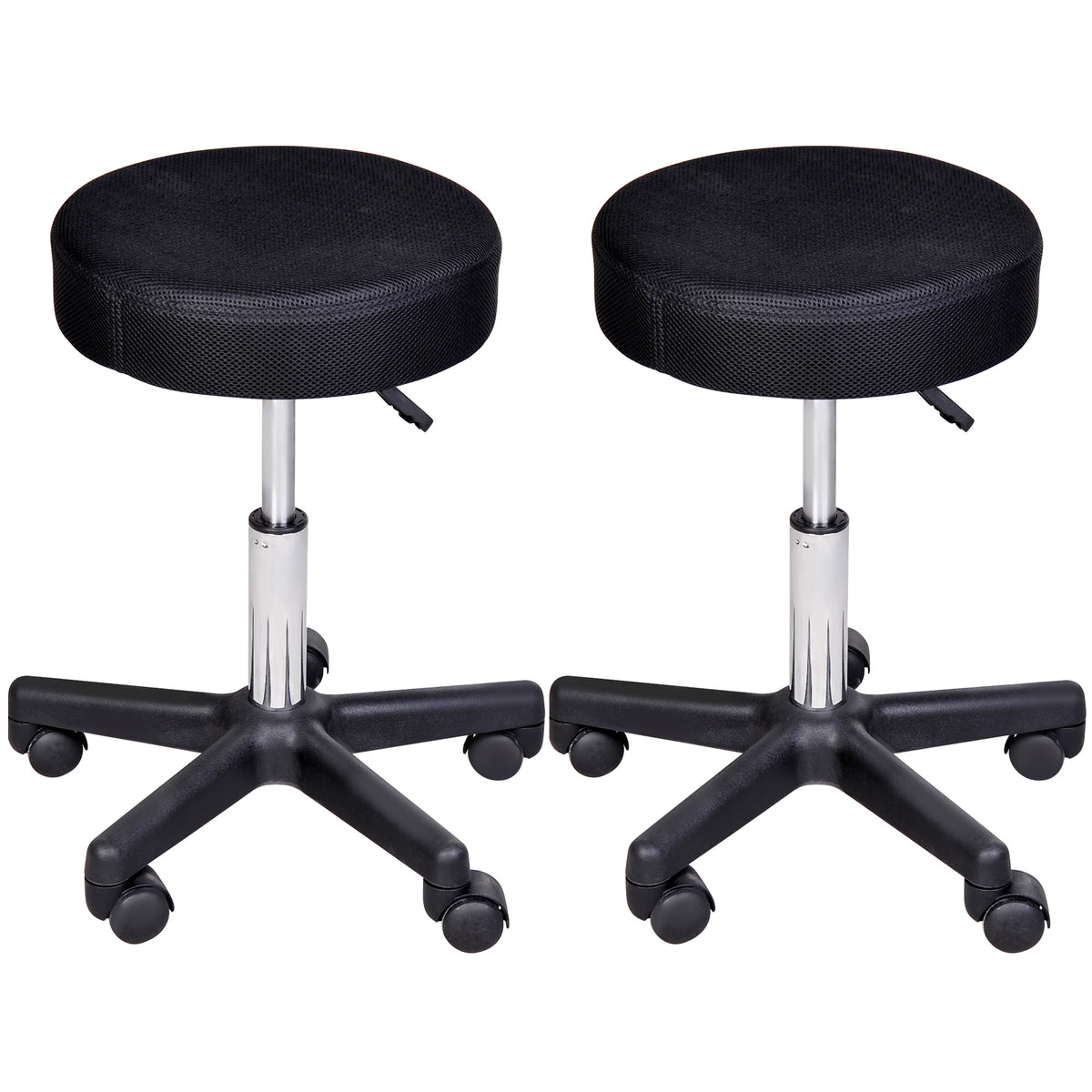 Lot de 2 tabourets de massage à roulettes reglable en hauteur pivotant avec trois couleurs de housse de protection-0