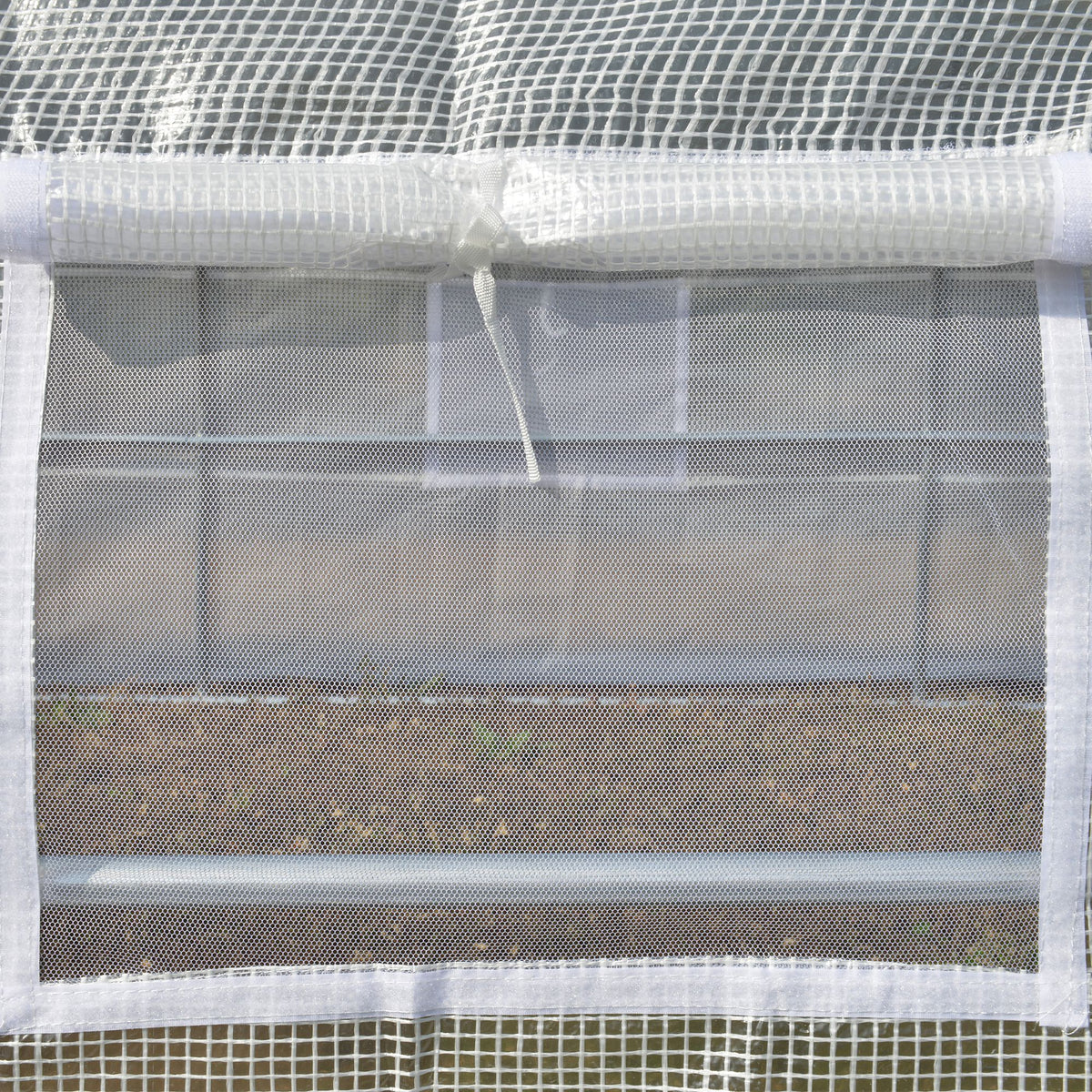 Serre de jardin serre tunnel 12 m² avec porte, parois latérales enroulables 8 fenêtres acier PE  4 x 3 x 2 m blanc-8