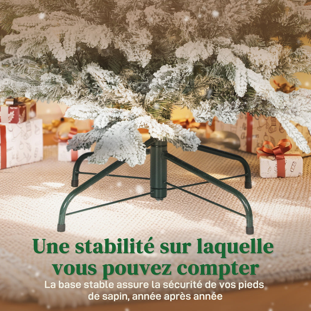 Sapin de Noël artificiel floqué de neige 180 cm, arbre de Noël avec 1815 branche, support en métal pliable, vert-7
