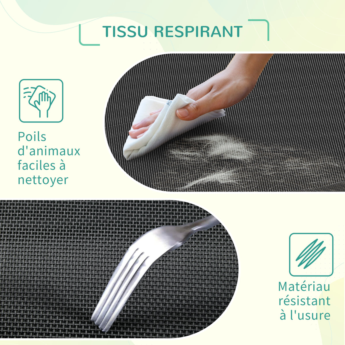Lit pour chien chat XL grand confort sur pieds lit de camp 110 x 75 x 20 cm textilène micro-perforé noir-5