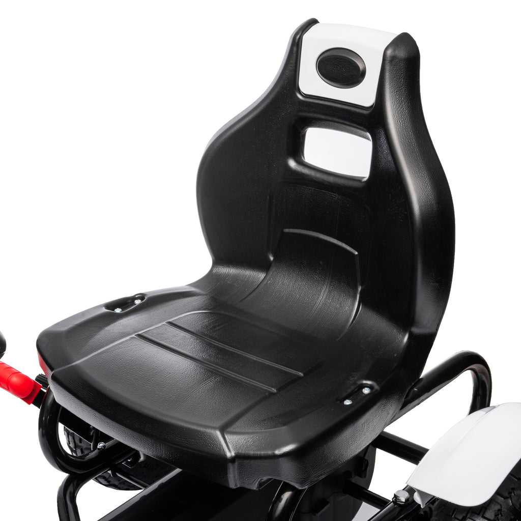 Kart à pédales pour enfant siège réglable 3 positions frein à main enfant de 5 à 12 ans blanc noir-8