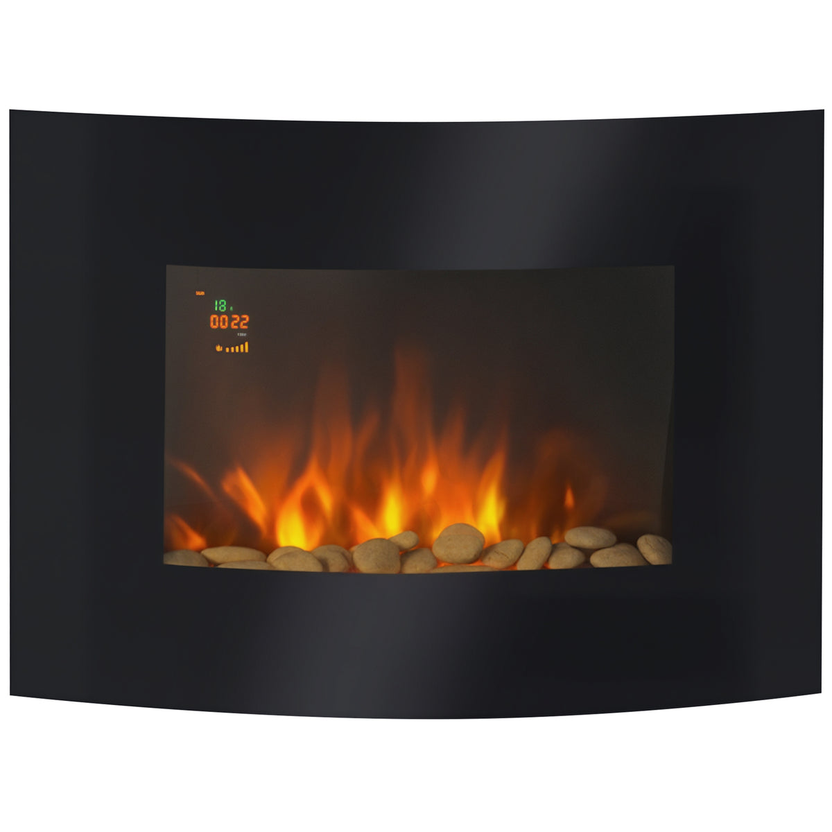 Cheminée électrique Murale éclairages latéraux LED Design Avant-gardiste Affichage LED avec télécommande et minuterie 900/1800 W luminosité réglable Noir-0