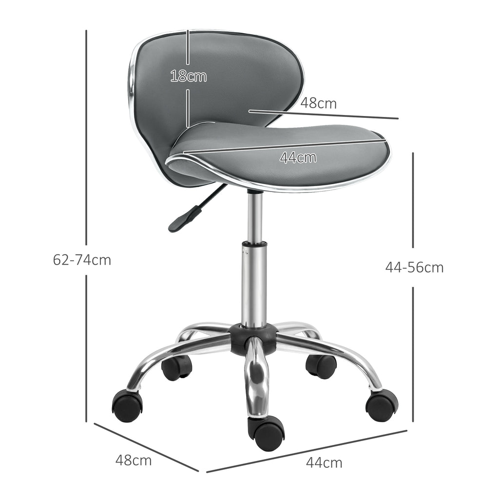 Tabouret à roulettes tabouret de travail avec hauteur réglable 44-56 cm et dossier, pivotant 360°, gris-2