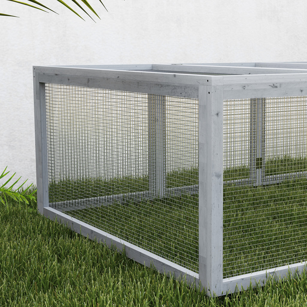 Clapier cage à lapins extérieur intérieur 2 portes supérieures 181L x 100l x 48H cm bois massif gris-7
