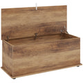Coffre de rangement, banc de rangement avec couvercle rabattable et charnières de sécurité, 100 x 40 x 40 cm, marron-0