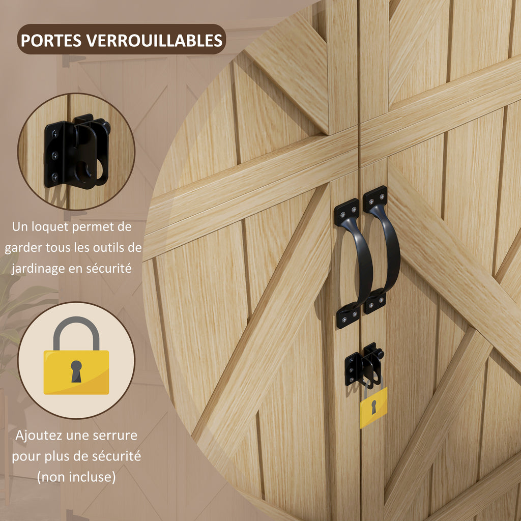 Armoire de jardin abri remise pour outils 90L x 54.5P x 161/168,5H cm 2 étagères toit bitumé étanche bois pin autoclave-6