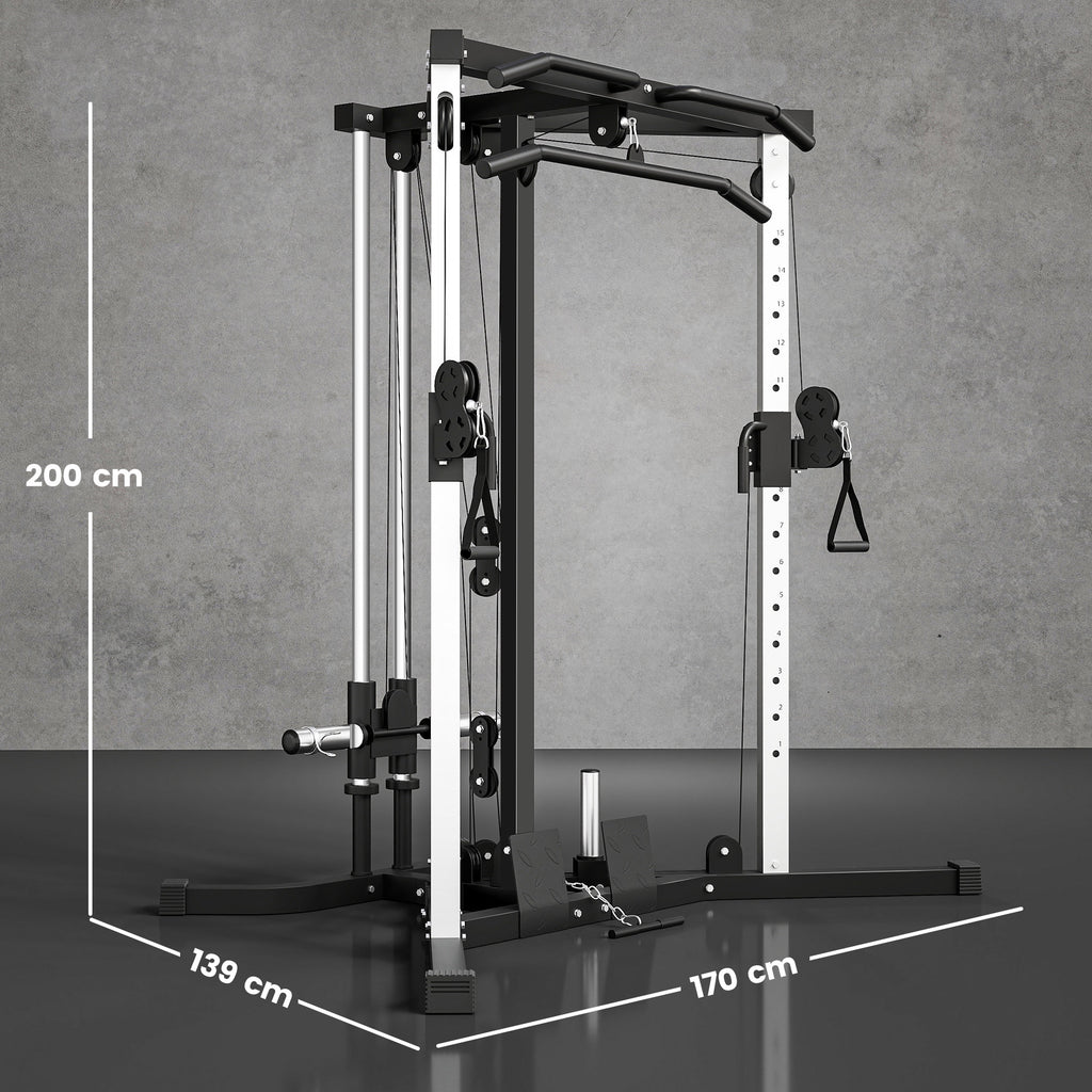 Station de musculation multifonction avec barre de traction, station d'entraînement réglable à 15 positions, noir-2