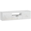 Meuble TV 160 cm, meuble télé pour téléviseur jusqu'à 65 pouces avec 2 portes et tiroir, blanc-0