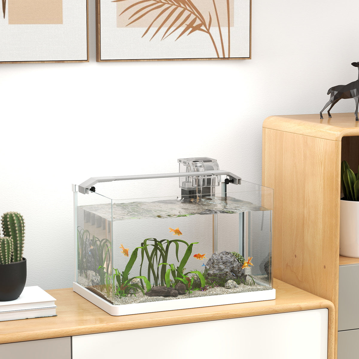 Aquarium en verre avec lumières LED aquarium de 20L pompe à filtre 38 x 26 x 27 cm blanc-9
