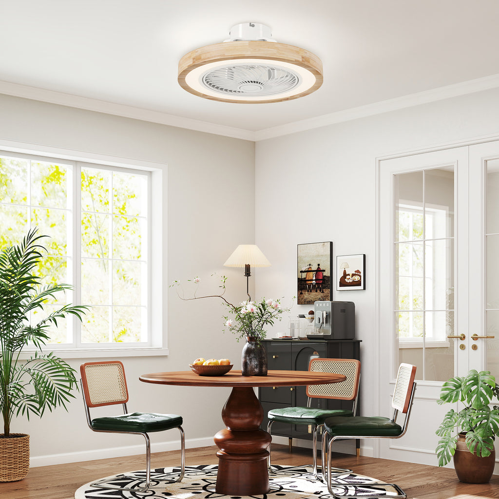 Ventilateur de plafond réversible avec lumière et télécommande 6 vitesses, minuterie, luminosité réglable, bois naturel-9