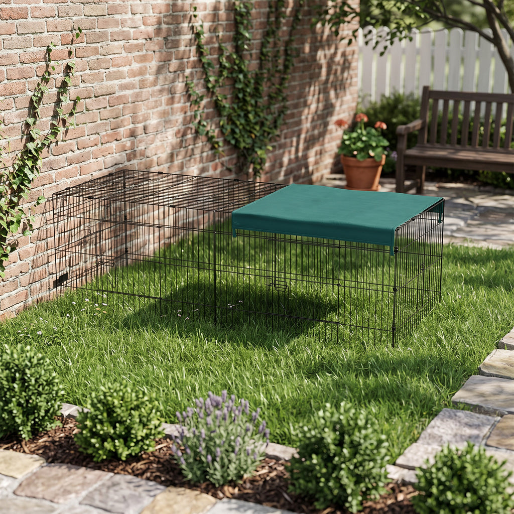 Parc enclos modulable acier avec bache pour lapins rongeurs petits animaux intérieur extérieur 220L x 85l x 70H cm vert-1