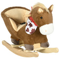Cheval à bascule jouet à bascule fauteuil intégré ceinture de sécurité fonction sonore hennissement 18-36 mois marron-0