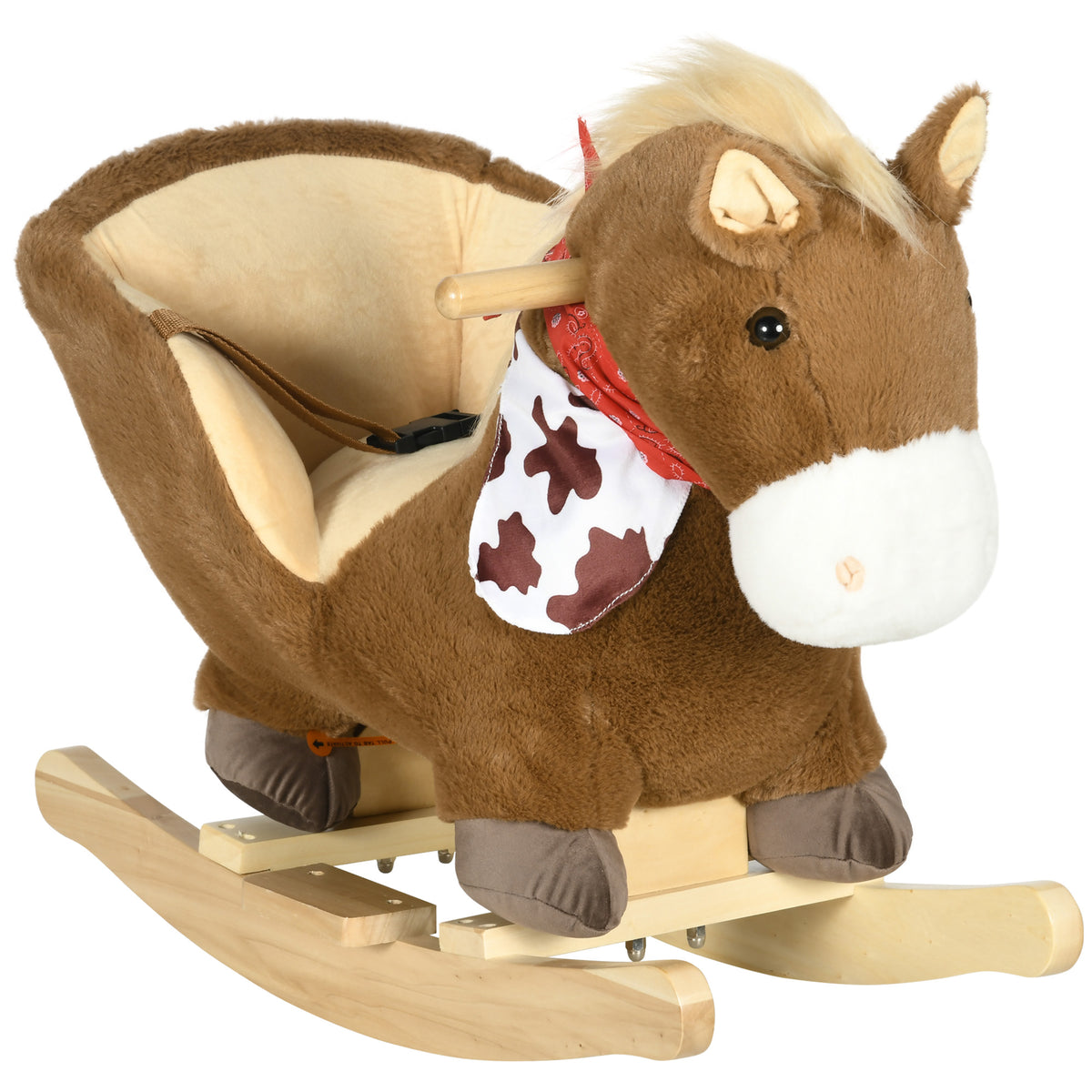 Cheval à bascule jouet à bascule fauteuil intégré ceinture de sécurité fonction sonore hennissement 18-36 mois marron-0
