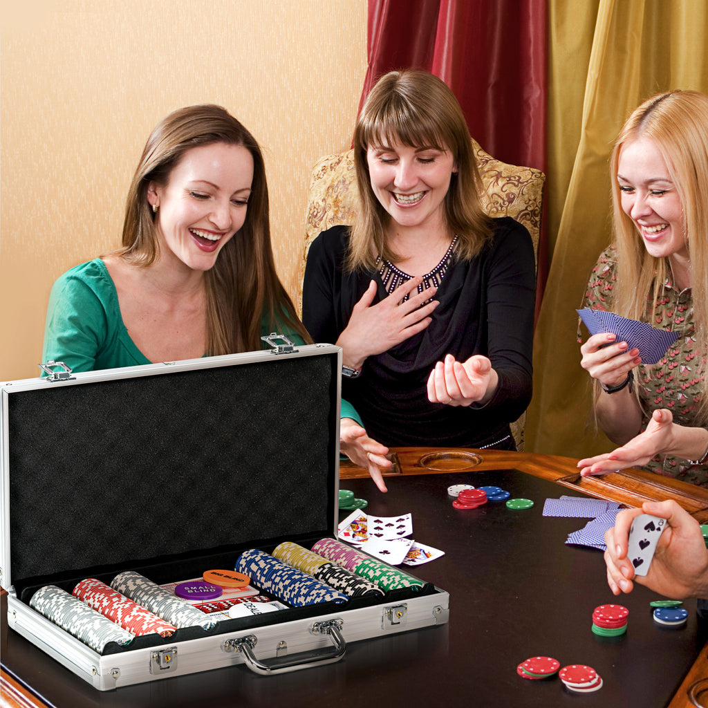 Mallette de Poker Coffret de Poker Complet avec 500 jetons 5 dés 2 Jeux de Cartes 3 boutons 1 Tapis en Feutre-8