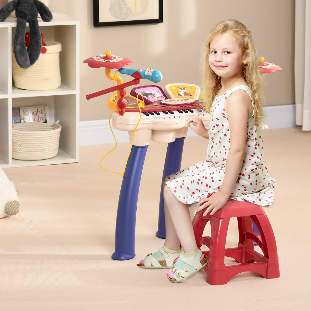 Ensemble de musique 2 en 1 pour enfant piano et batterie électronique avec micro et tabouret-9