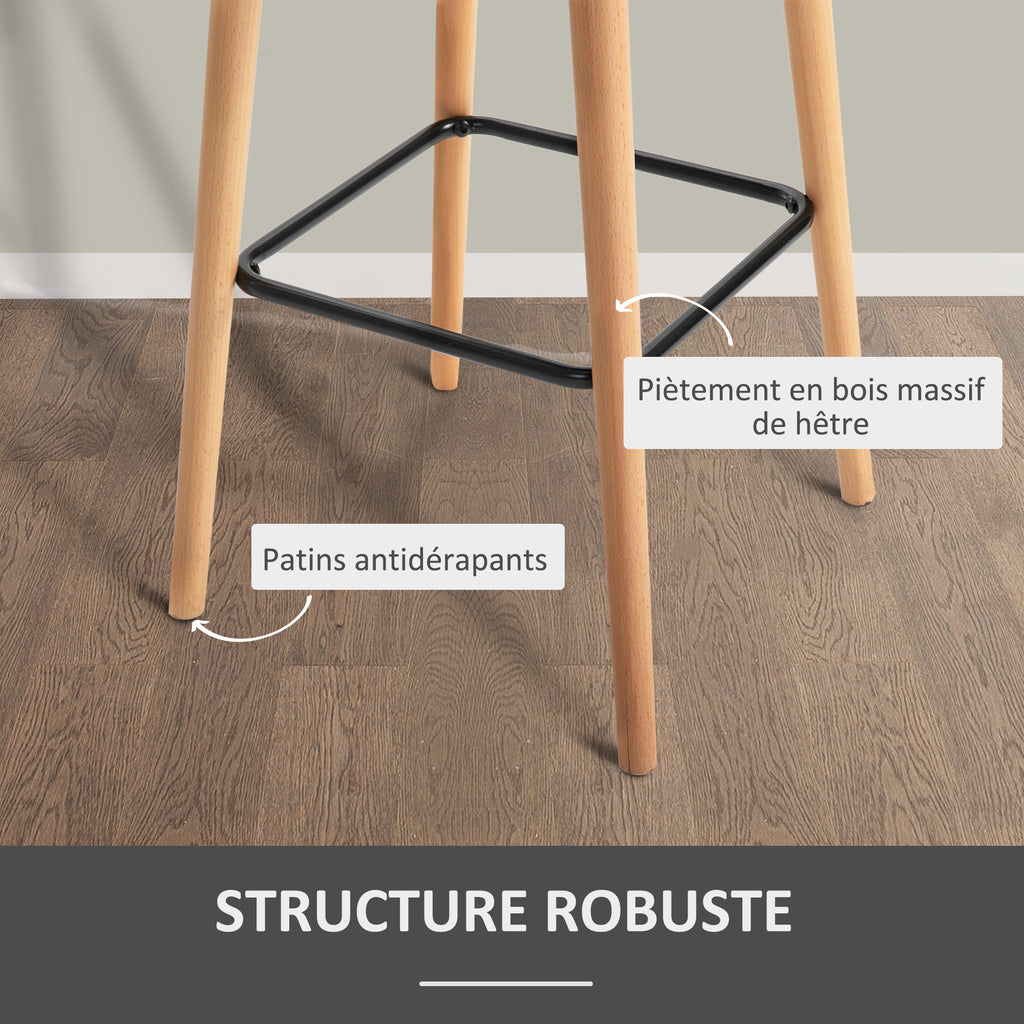 Tabourets de Bar Design scandinave Lot de 4 tabourets de Bar avec Repose-Pieds et accoudoirs Bois massif Lin Gris foncé-5