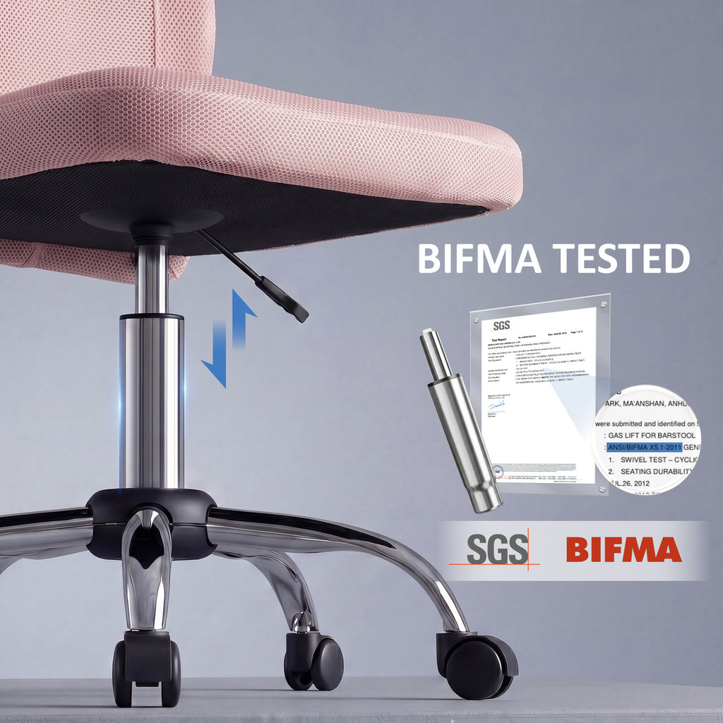 Chaise de bureau ergonomique hauteur réglable piètement chromé pivotant 360° revêtement maille rose-7
