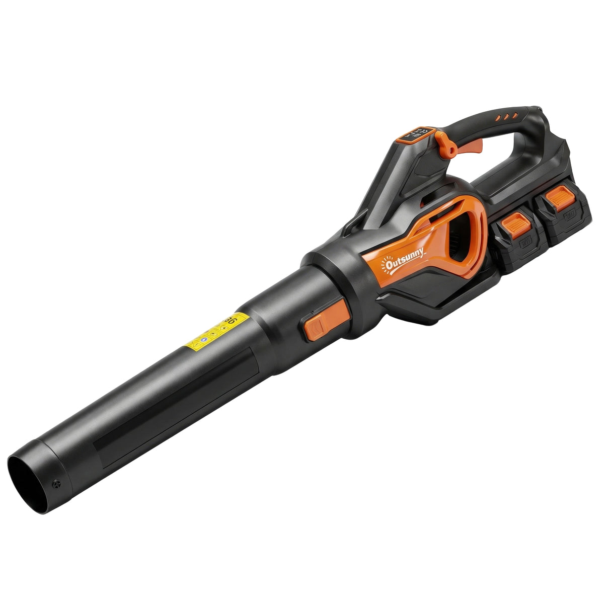 Souffleur de Feuilles sans Fil avec Moteur Brushless 900W Batterie 36v (2x4,0Ah) Puissant 15,2 m³/min Orange et Noir-0