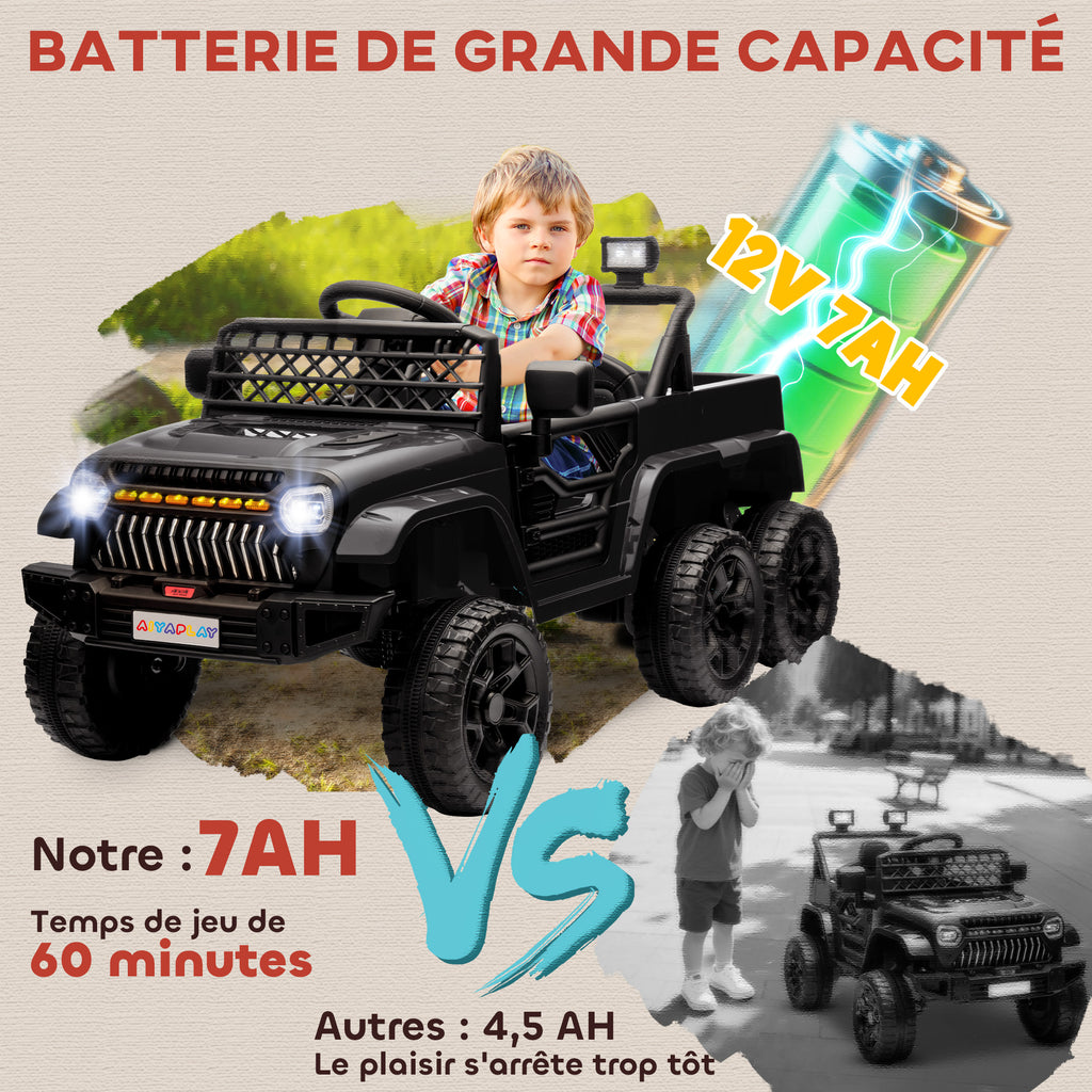 Voiture électrique enfant buggy électrique enfant 2 moteurs 12 V 3 vitesses remorque arrière 122L x 62,5l x 65H cm noir-6